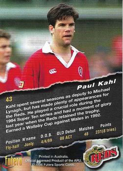 1996 Futera Rugby Union #43 Paul Kahl Back